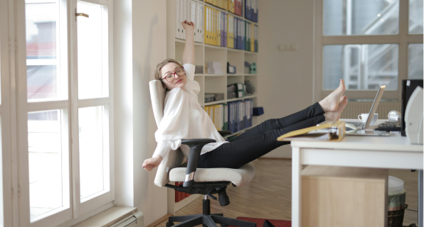 Employee stretching in an office