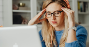 A women stressed at work